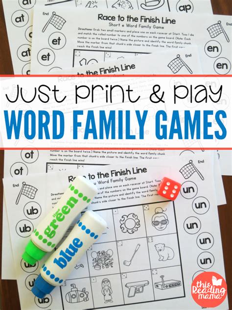 Print and Play Word Family Games - This Reading Mama