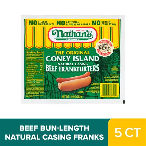 Nathan's Coney Island Natural Casing All Beef Hot Dogs, 10 oz - Walmart.com - Walmart.com