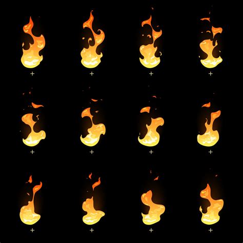 Fire sprite sheet. Cartoon vector flame game animation By Microvector ...