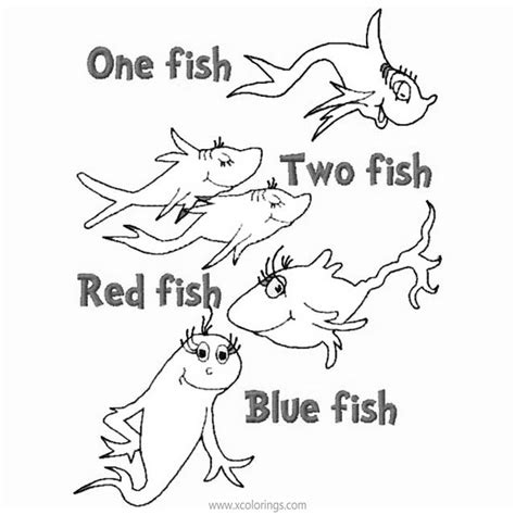 One Fish Two Fish Red Fish Blue Fish Coloring Pages Printable ...