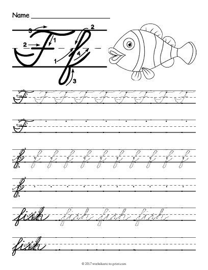 Free Printable Cursive F Worksheet | Learning cursive, Cursive handwriting worksheets, Cursive ...