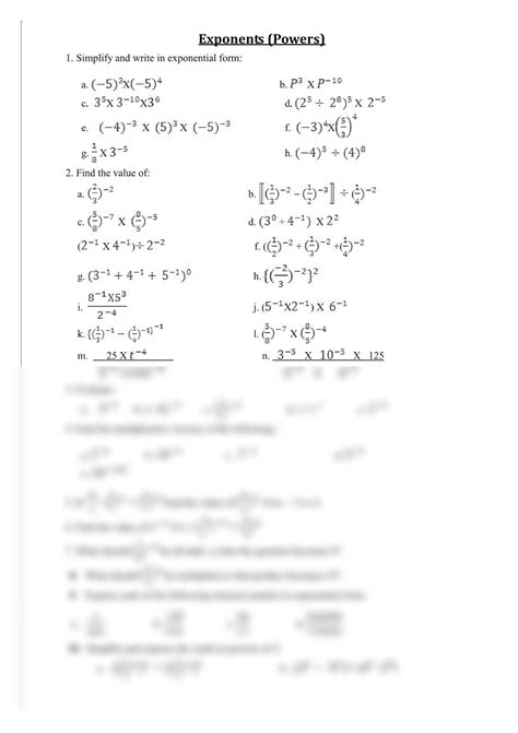 Grade 8 Exponents worksheets: Practice and Master Exponential Notation