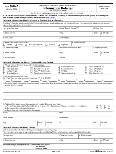 IRS 3949-A 2020 - Fill out Tax Template Online | US Legal Forms