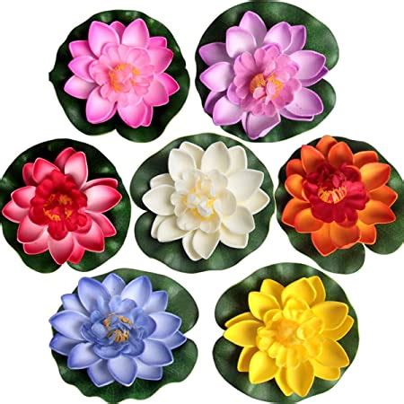 Amazon.com : Lightingsky Artificial Floating Foam Lotus Flower Pond Decor Water Lily ( 6 Colors ...