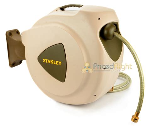 65' Stanley Accuscape Garden Hose Reel Retractable Automatic Water Wall Mount | eBay