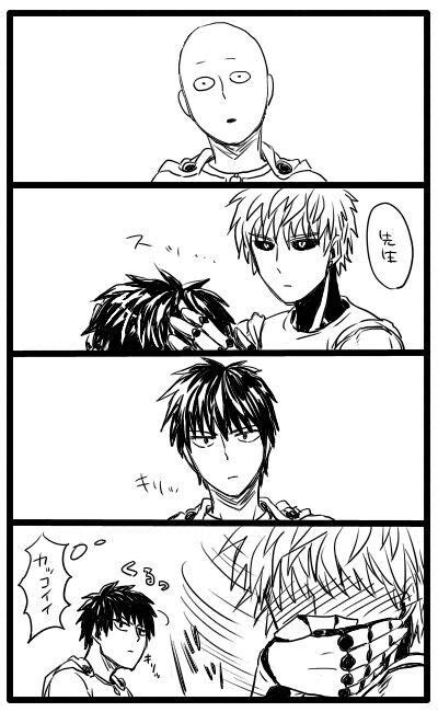 Genos, Saitama, hair, wig, blushing, comic, text; One Punch Man | Anime, Animes desconhecidos ...