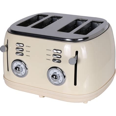 Cream Four Slice Retro Toaster | Wilko