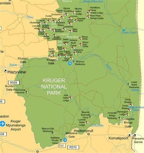 Map of Kruger Park Southern Region