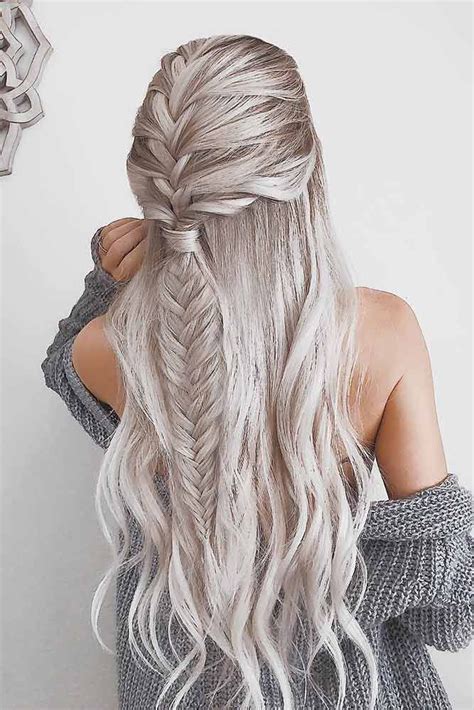 Intricate Fishtail Braided Hairstyle for Silver Hair