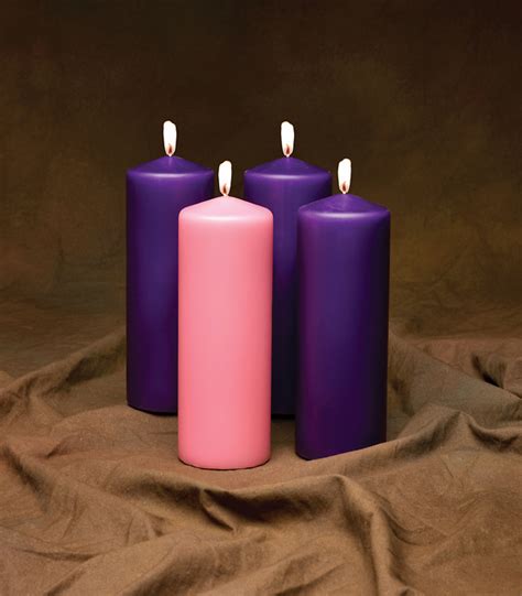 Emkay Advent Pillar Candle Set 9" X 3" - 3 Purple, 1 Pink | Cokesbury