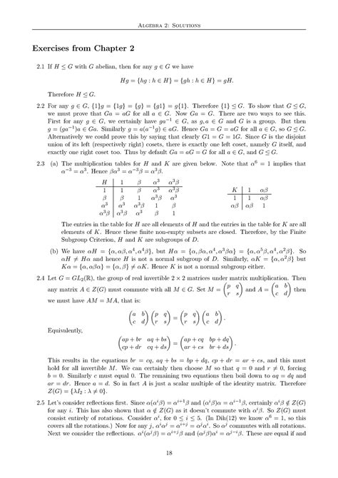 Algebra 2solutions C 2 - Algebra 2: Solutions Exercises from Chapter 2 2 If H ≤ G with G abelian ...