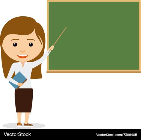 Female teacher on lesson at the chalkboard Vector Image