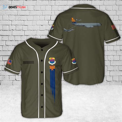 Custom Name AZ Air National Guard KC-135 Refueling F-16 Baseball Jersey - Dovestylish