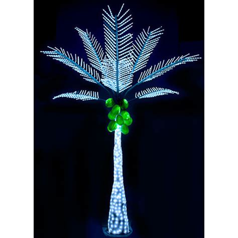 12.5 Foot Lighted Palm Tree with Coconuts - White Colored Lights ...