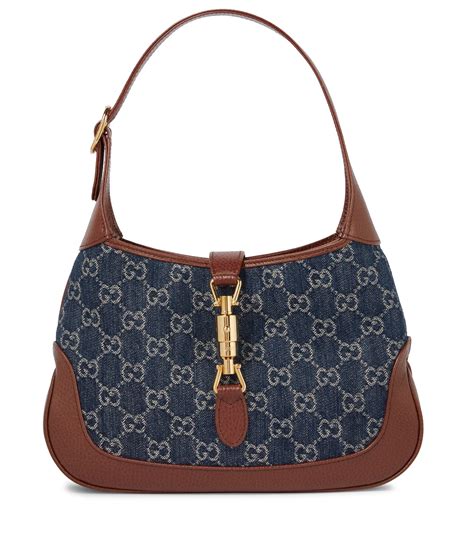 Gucci Jackie 1961 Small GG Jacquard Denim Shoulder Bag in Blue | Lyst