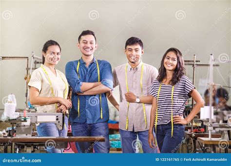 Group of Workers in Textile Factory Stock Image - Image of labor ...