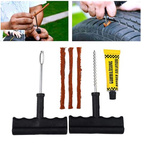 6Pcs/Set Car Auto Tubeless Tire Tyre Puncture Plug Repair Kit Tool ...