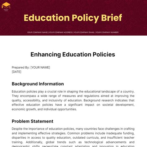 Education Policy Brief Template - Edit Online & Download Example | Template.net