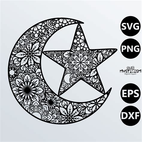 Moon and Star Mandala SVG Vector Digital Art File (Download Now) - Etsy