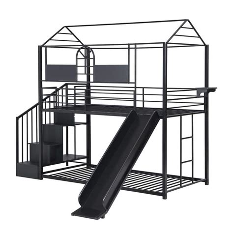 Metal bunk bed with slide and stairs - Bed Bath & Beyond - 37256944