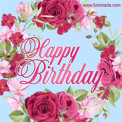 Happy Birthday Roses Animated Greeting video Card - Download Video on Funimada.com