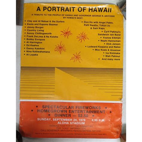 Portrait of Hawaii Tribute to Governor Ariyoshi 1978, 22"x29" - Oahu ...