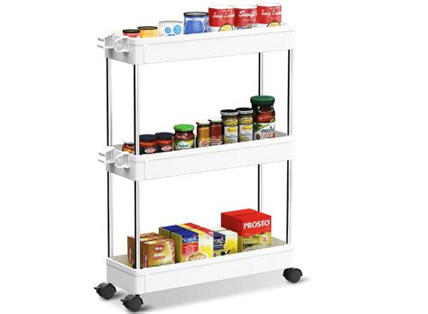 DAILYLIFE 3-Tier Slim Rolling Organizer, Narrow Shelf Storage Cart with ...