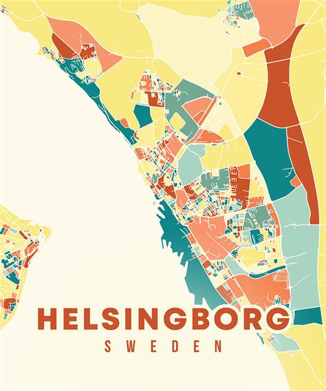 Helsingborg Sweden Map Digital Art by Alexandru Chirila - Fine Art America