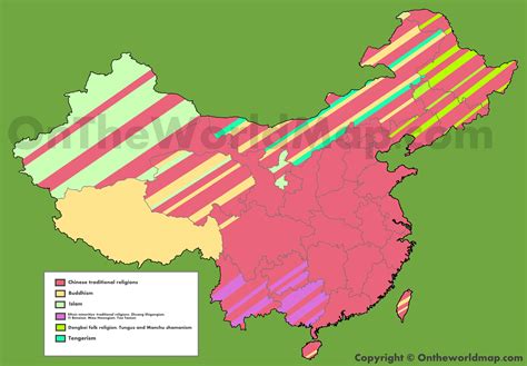 Map of religions in China - Ontheworldmap.com