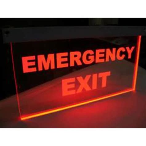 Rectangle Acrylic LED Emergency Exit Sign Board, For Instruction, 10 X ...