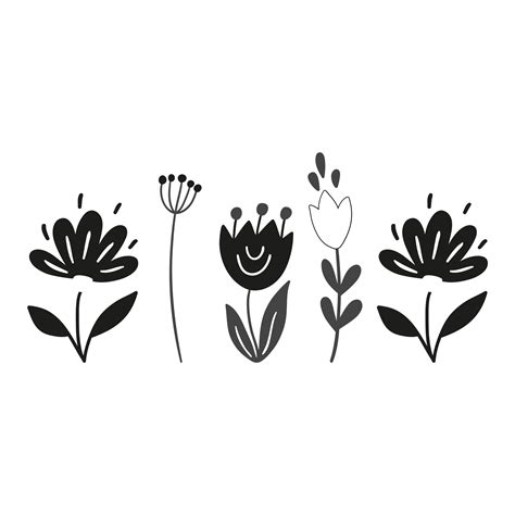 Black and white flowers floral canvas - TenStickers