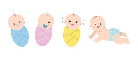 Vector set of cute babies clipart. Simple cute baby with different ...