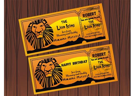 Personalised Lion King Musical Show Ticket Birthday/Christmas present+ env | eBay