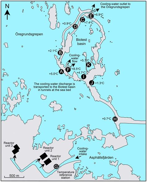 Map of the temperature gradient. The locations of the 11 sampling sites ...