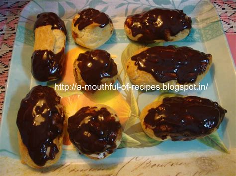 A Mouthful Of Recipes: Chocolate Eclairs with Mocha cream: Christmas Special