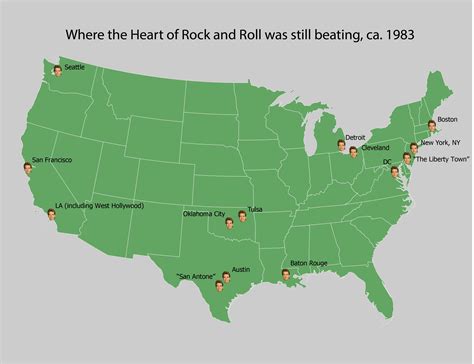 Cities in which the Heart of Rock and Roll was still beating, ca. 1983 ...