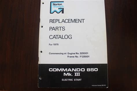 NORTON COMMANDO 850 MKIII 1975 electric start parts catalog - Simons ...