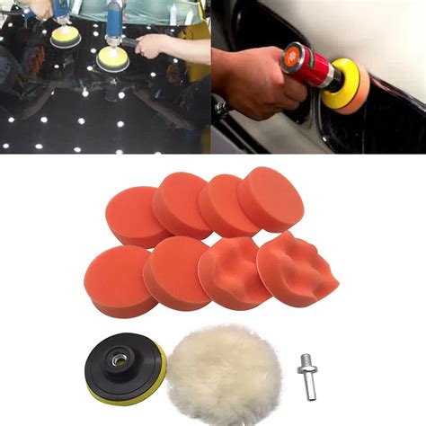 10Pcs 3 inch Buffing Pad Kit For Polishing Wheel Auto Car With Drill ...