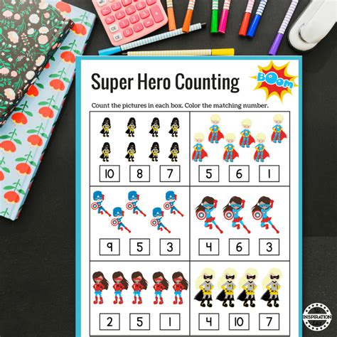 Super Hero Counting Maths Sheets | Superhero math, Superhero math activities, Superhero preschool