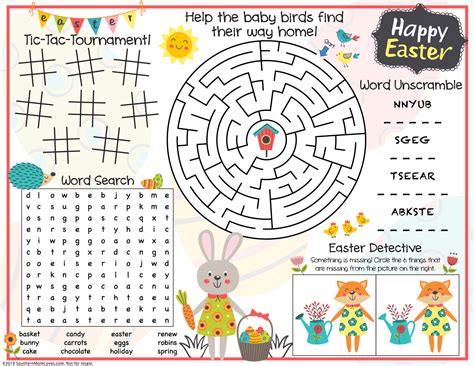 Southern Mom Loves: Printable Easter Game Placemats for Your Kids' Table!