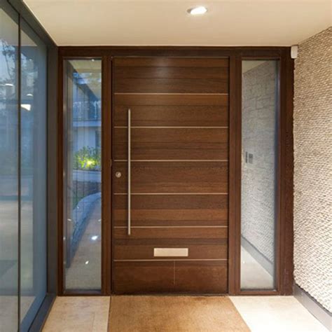 Modern Residence Villa Main Front Solid Core Wooden Doors Veneer Solid Wood Flush Door with ...