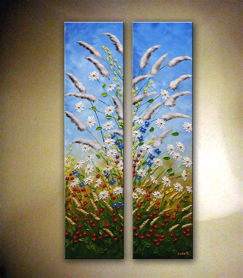 Original Wildflower Meadow Painting Floral Art Landscape - Etsy