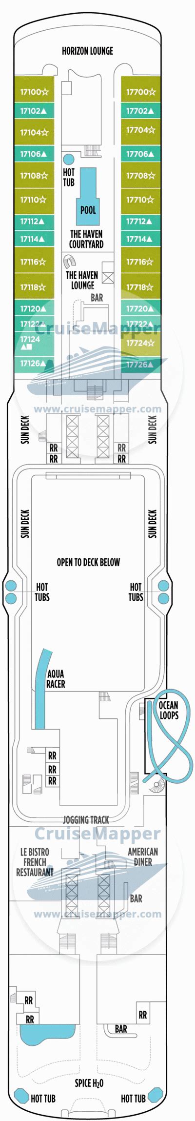 Norwegian Bliss deck 17 plan | CruiseMapper