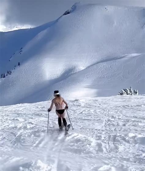 Chelsea Handler Skis in U.S.-Canadian Patterned Bikini for 48th ...