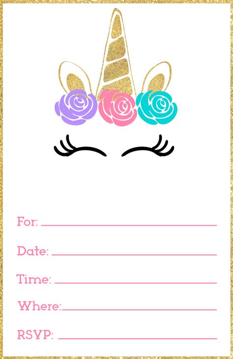 Cute Unicorn Unicorn Invitation Template