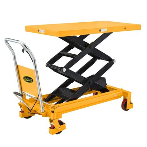 APOLLOLIFT Platform Manual Hydraulic Lift Table Cart with Wheels Double Scissor 59.1" Lifting ...