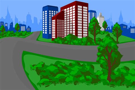 Editable Vector of City Landscape with Green Environment for Urban Life ...