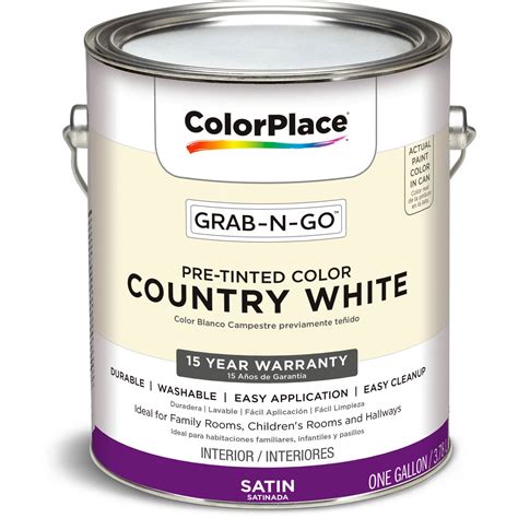 ColorPlace Grab-N-Go Satin Interior Paint, Country White, 1 Gallon ...