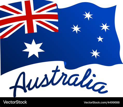 Australian flag in wind with word australia Vector Image