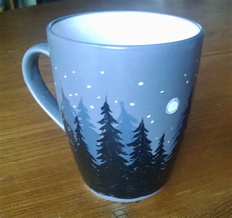 DIY Ceramic Mug Painting Tutorial- Dark Forest Scene